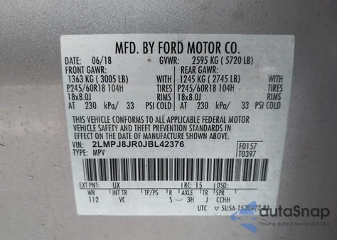 2018 Lincoln Mkx Premiere from USA, damaged, VIN 2LMPJ8JR0JBL42376